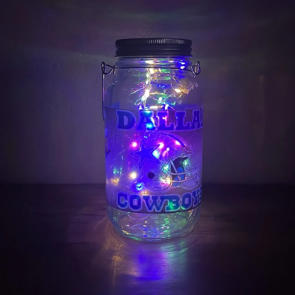 Dallas Cowboys Glass Light-Up Mason Jar
